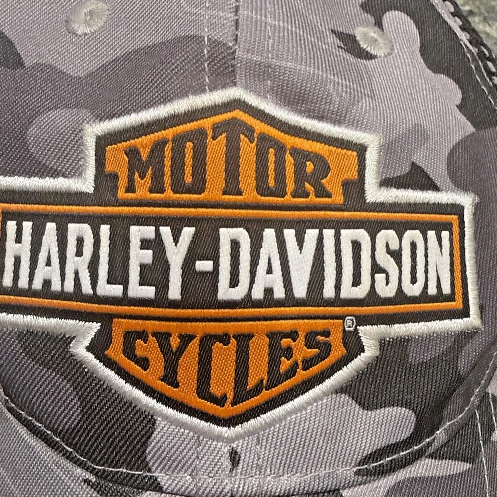 Harley Davidson Camo Fitted Hat Cap Gray Black  Motorcycle Biker Youth 4-14 Boys